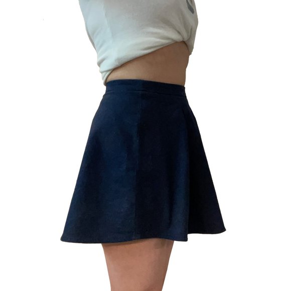 MET XS Navy Jacquard Flare Mini Skirt Pleated Skater Italy Made Cotton Lyocell S - Picture 11 of 16